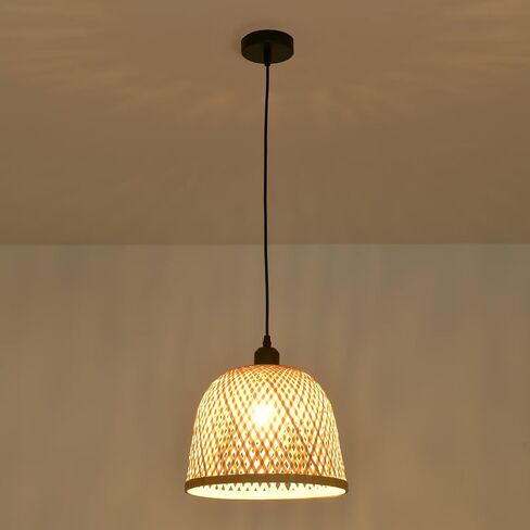 2-Lights Rattan Pendant Light Ceiling Handmade Rattan Woven Wicker Boho Chandelier Light Fixture Kitchen Island Bedroom Living Room Dining Room Farmhouse Adjustable Height in Saudi Arabia