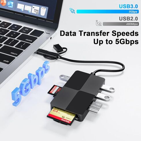 محول ميموري ستيك برو ديو، قارئ بطاقات فلاش مدمج - قارئ بطاقات SD/TF/MS/CF/XD لأجهزة iPhone/Android/Lightning، يدعم Micro SD/SDHC/Olympus XD قارئ بطاقات الصور محول Memory Stick Duo in Saudi Arabia