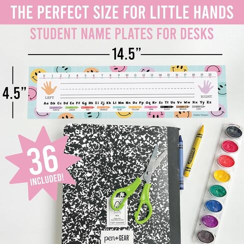 36 Name Tags for Classroom Desks - 14.5 x 4" Desk Name Plates for Classroom, Student Name Tags for Desk Kindergarten, Preschool, 1st, 2nd and 3rd Grade - Crayon Classroom Decor in Saudi Arabia