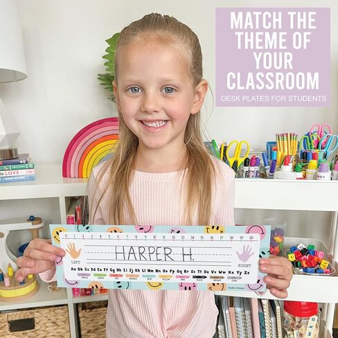 36 Name Tags for Classroom Desks - 14.5 x 4" Desk Name Plates for Classroom, Student Name Tags for Desk Kindergarten, Preschool, 1st, 2nd and 3rd Grade - Crayon Classroom Decor in Saudi Arabia