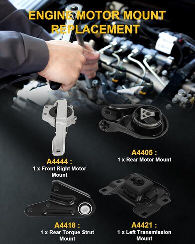 مجموعة محرك محرك محرك OCPTY وتركيب جبل التثبيت مجموعة متوافقة مع MAZDA 3 2010-2013 ، 5 2012-2015-[L4 2.5L ، ناقل حركة أوتوماتيكي] # A4444 ، A4405 ، A4418 ، A4421 (4pcs) in Kuwait