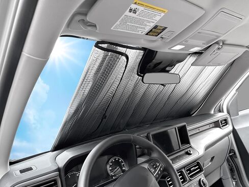 النافذة الجانبية المقعد الأمامي العاكس Sunshade مخصص لصالح 2014 2015 2015 2017 2018 GMC Sierra 1500 ، SLE SLT Denali Duramax Pickup 4DR 4DOOR Double CREW CAB (مجموعة 2) in Kuwait