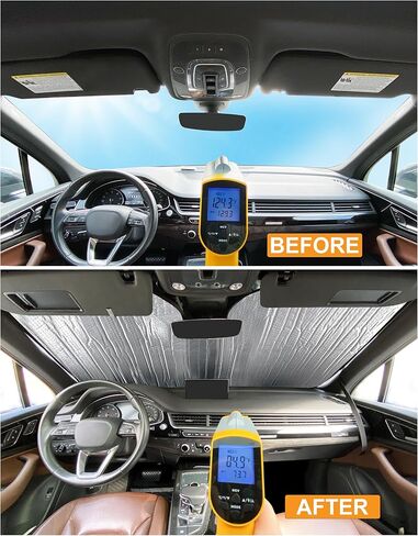 النافذة الجانبية المقعد الأمامي العاكس Sunshade مخصص لصالح 2014 2015 2015 2017 2018 GMC Sierra 1500 ، SLE SLT Denali Duramax Pickup 4DR 4DOOR Double CREW CAB (مجموعة 2) in Kuwait