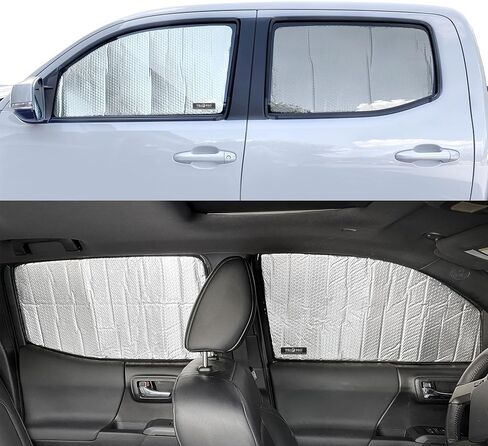 النافذة الجانبية المقعد الأمامي العاكس Sunshade مخصص لصالح 2014 2015 2015 2017 2018 GMC Sierra 1500 ، SLE SLT Denali Duramax Pickup 4DR 4DOOR Double CREW CAB (مجموعة 2) in Kuwait