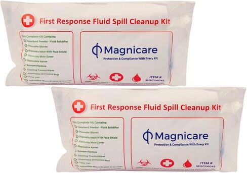 مجموعة أدوات الانسكاب للاستجابة الأولى في حقيبة - متوافقة مع إدارة السلامة والصحة المهنية | مجموعة تنظيف مسببات الأمراض والقيء المنقولة بالدم: استجابة شاملة للسوائل الجسدية، مثالية للمدارس والمطاعم والعيادات. in Kuwait