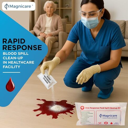 مجموعة أدوات الانسكاب للاستجابة الأولى في حقيبة - متوافقة مع إدارة السلامة والصحة المهنية | مجموعة تنظيف مسببات الأمراض والقيء المنقولة بالدم: استجابة شاملة للسوائل الجسدية، مثالية للمدارس والمطاعم والعيادات. in Kuwait