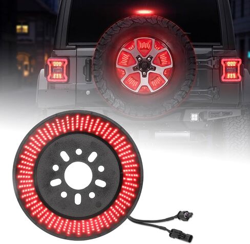 Suparee Spare Tyre Brake Light لـ JE-EP Wrangler 2018-2025 JL ، تصميم سوداء سوداء ، قابس ويلعب LED LED 3rd Third Brake Light مع 360 PCS Super Bright LED ، تصميم فني عريض ، أحمر ، أحمر in Saudi Arabia