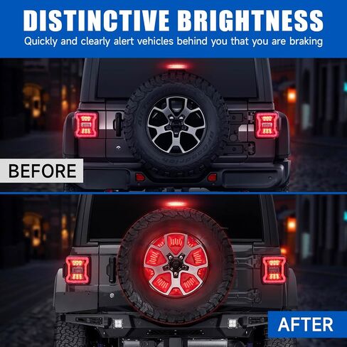 Suparee Spare Tyre Brake Light لـ JE-EP Wrangler 2018-2025 JL ، تصميم سوداء سوداء ، قابس ويلعب LED LED 3rd Third Brake Light مع 360 PCS Super Bright LED ، تصميم فني عريض ، أحمر ، أحمر in Saudi Arabia