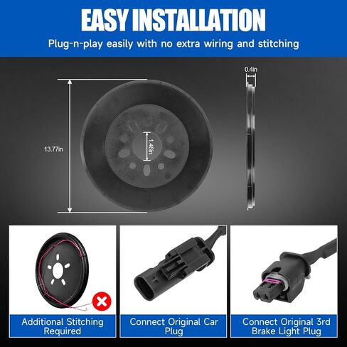 Suparee Spare Tyre Brake Light لـ JE-EP Wrangler 2018-2025 JL ، تصميم سوداء سوداء ، قابس ويلعب LED LED 3rd Third Brake Light مع 360 PCS Super Bright LED ، تصميم فني عريض ، أحمر ، أحمر in Saudi Arabia