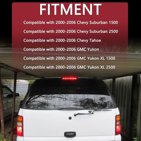 LED 3rd High Mount Brake Light ، متوافق مع 2000-2006 Chevy Suburban 1500/2500 Tahoe GMC Yukon 1500/2500 فرامل فرامل خلفية توقف مصباح الذيل مع ضوء البضائع #15170955 923-203 S47001 in Kuwait