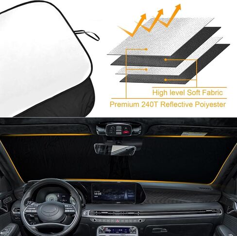 ظل أشعة الشمس للسيارة الزجاج الأمامي FIT HYUNDAI PALISADE 2020-2025 ظلال النوافذ 240T طائرة من طراز Polyester Gindshiel in Kuwait