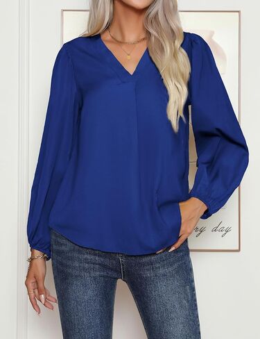 Long Sleeve Blouses for Women, Leopard Print Chiffon Tops V Neck Loose Business Shirts Casual Work Tunic in Kuwait