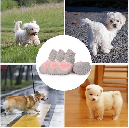 Soft Dog Shoes for Small Dogs,Dog Paw Protector for Outdoor Activies,Anti-Slip Dog Boots, Size 2, Pink in Saudi Arabia