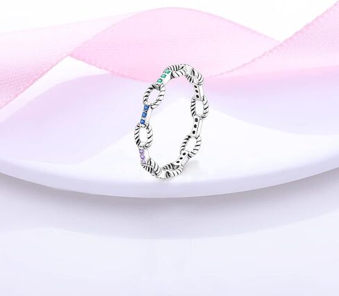 925 Sterling Silver Ring Moon Star Ring as Gifts for Women Colorful Cubic Zirconia Crown Ring Stackable Vintage Set Size 6-9 in Kuwait