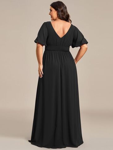 باستمرار pretty plus womens v-supy suceves empire empire reced bucked bust a-line slit maxi plus size size dress in Kuwait