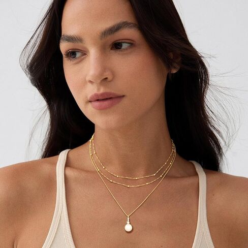 Layered Gold Silver Necklaces for Women, Stackable Dainty 14K Real Gold Plated Silver Chain Necklace Trendy Circle Paperclip Chain Pendant Choker Necklaces Gold Jewelry Set Gifts in Saudi Arabia