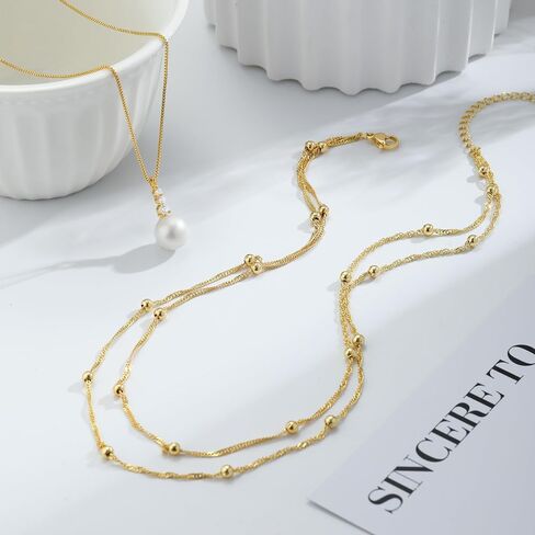 Layered Gold Silver Necklaces for Women, Stackable Dainty 14K Real Gold Plated Silver Chain Necklace Trendy Circle Paperclip Chain Pendant Choker Necklaces Gold Jewelry Set Gifts in Saudi Arabia