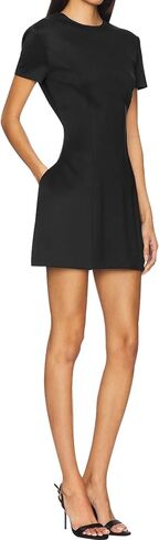 Women's Summer Short Sleeve Boat Neck Flared Mini Dress Bodycon Cocktail with Pockets Party Dress in Kuwait