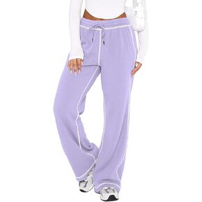 Track Pants Women, Fleece Sweatpants Drawstring Lounge Straight Leg Comfy PJ Soft Pajama Joggers with Pockets