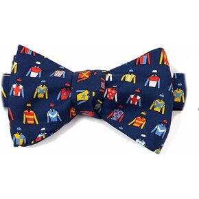 Men's Alynn 100% Silk Blue Horse Racing Jockey Derby Day Novelty Self Tie Bow Tie