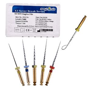 Dental Endodontic Niti Rotary Files X3 Twisted Never Breaking Files for Endo Root Canal Treatment (21MM Assort)
