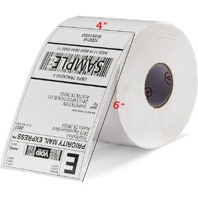 OFFNOVA Thermal Direct Labels, Pack of 500 Fan-Fold 4"x6 Shipping Labels with Perforation, Compatible with Rollo, Permanent Adhesive, Commercial Grade