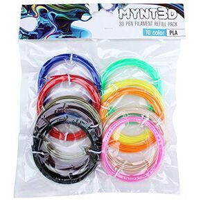 MYNT3D ABS 3D Pen Filament Refill Pack (10 Color, 3m Each) & PLA 3D Pen Filament Refill Pack (10 Color, 3m Each)