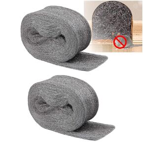 Steel Wool for Mice Control - 2 Pack of 3"×10Ft Steel Wool, Gap Filter for House & Garage - Keep Mice Away from Holes，Siding，Pipeline，Vents in Garden, House, 7.04oz (2, 100g)