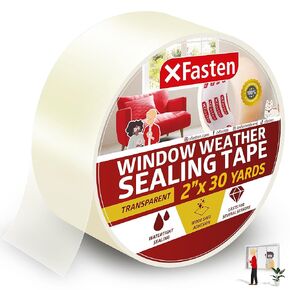 XFasten Window Sealing Tape for Winter 3" x 30 Yards RV Window Insulation for Winter | Heavy-Duty Transparent Weather Sealing Tape for Plastic Window Coverings for Winter, Residue-Free Weather Tape