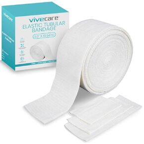 Vive Elastic Tubular Bandage - (3.4" x 33 Feet) Stockinette Tubing for Arm & Legs - Stretch Cotton Compression Sleeve for Wound Care - Fabric Mesh Tube Gauze for Support - Medical Netting Roll
