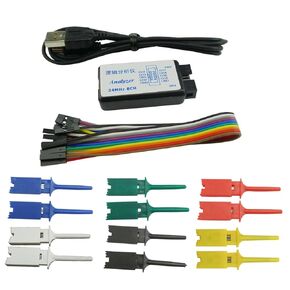 محلل منطق USB 24 ميجا هرتز 8CH 8 قنوات UART IIC SPI جهاز التصحيح + 12 قطعة 6 مجموعة مشبك اختبار ملون + كابل USB + مجموعات أدوات التصحيح