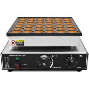 Mini Dutch Pancake Baker Maker ，36PCS Electric Pancake Maker Machine ，Nonstick Dorayaki Maker Iron Muffin Machine Temperature and Time Control 50~300℃ for Restaurants, Cafes Shops