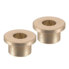2pcs Flange Sleeve Bearings - [6mm Bore Dia x 10mm OD x 8mm Length x 14mm Flange Diameter x 2mm Flange Thickness] Bushings for Industrial Equipment, Sintered Bronze, Gold Tone
