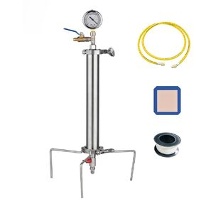 Stainless Steel Vacuum Chamber/Tube with Vacuum Gauge, 90 Gram Closed Loop Extractor with Tripod, Perfect for Extracting from Plant Leaves, Industry Use