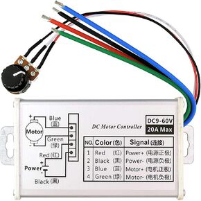 PWM DC Motor Speed Controller, Brush Motor Driver Controls Module DC 9V-60V 12V 24V 36V 48V 60V Motor Pulse Width Modulator Regulator 20A 1200W PWM Monitor Dimmer Governor