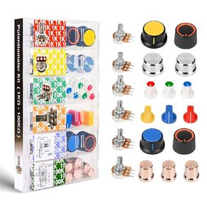EEEEE 19 Values 152 pcs 100 Ohm- 2M Ohm Variable Resistor 6mm RM065 Potentiometer kit Assortment Kit Individual Compartment with Adjustment Tool