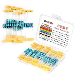 Chanzon 60 Values 1/4W (0.25 watt) Metal Film Fixed Resistor Kit 300pcs 1R-4.7MR Ω ohm ±1% Tolerance 0.01 MF Through Hole Resistors Current Limiting Rohs Certificated 1/4 watt Resisters Assorted