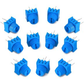10K Ohm Trim Potentiometer Breadboard Trim Potentiometer Kit with Knob Variable Resistors Trimmer Potentiometer Assortment Kit Compatible with Arduino, Blue (12 Pieces)