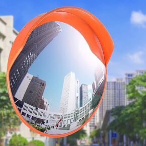 24" Security Mirror PC Convex Traffic Mirror Wide Angle Curved Safety Mirror Circular Pole Mount w/Adjustable Bracket for Outdoor Indoor Driveway Road Shop Garage Parking Lot Blind Spot Hidde