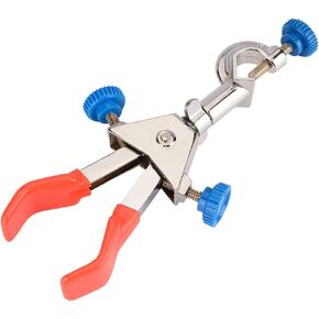 2-Prong Dual Adjust Swivel Clamp, Sturdy 2 Prong Double Adjust Multipurpose 360 Degree Swivel Rubber Coated Clamp with Boss Head for Laboratory Use