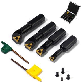 OSCARBIDE 3/4"Shank Indexable Boring Bars 4 Pieces/Set with with Indexable Carbide Inserts 1 Pieces TCMT21.51 & 3 Pieces TCMT32.51