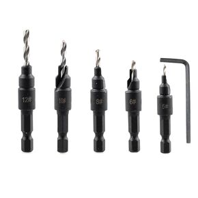 6Pcs Countersink Drill Bit Set for Wood - Woodworking Carpentry Counter Sinker Drill Bits, Countersink Drill Bits Set