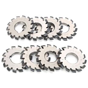 14.5° Gear Cutter, 8Pcs Involute Gear Cutter Set High Speed Steel Milling Cutting Tools 14.5° 55mm 22mm, Involute Gear Cutters