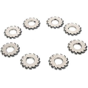 8Pcs Involute Gear Milling Cutter High Speed Steel Cutting Tools Set Machine Tool Accessories 14.5° Pressure Angle 55mm 22mm