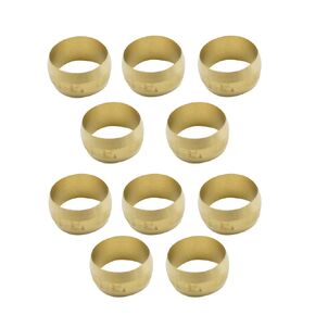 Vis Brass Compression Tube Fitting, Sleeve, Ferrules, 1/4" Tube OD (Pack of 10)