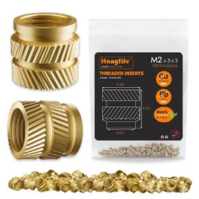 Heat-Set Threaded Inserts, M4 Heat Set Insert for 3D Printing Components and Plastic Parts - Brass Metric Knurled Nuts (100 Pieces)
