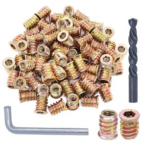 Twidec/80PCS 1/4"-20 Threaded Inserts for Wood Furniture Screw-in Nut Wood Inserts Bolt Assortment Kit with M6 Hex Wrench (1/4"-20 x15mm) N-059