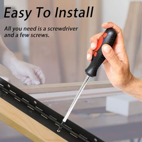 4 Inch 12 Pcs Piano Hinges，Black Long Hinges Heavy Duty with Hole for Cabinets Boat Marine Door,Box,French Window,0.04" Leaf Thickness 1.2'' Open Width in Kuwait