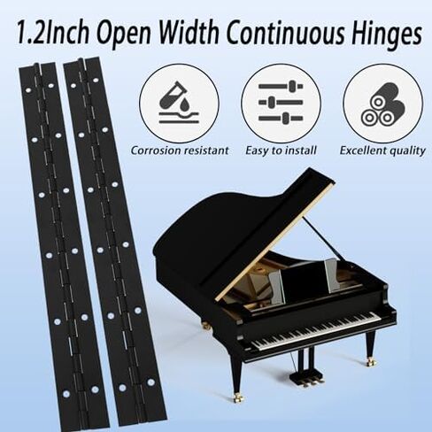4 Inch 12 Pcs Piano Hinges，Black Long Hinges Heavy Duty with Hole for Cabinets Boat Marine Door,Box,French Window,0.04" Leaf Thickness 1.2'' Open Width in Kuwait