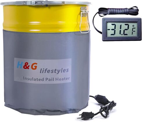 H&G lifestyles Insulated Pail Band Heater 5-Gallon Insulated Drum Honey Heater 100 Watt 120 Volt Grease Keg Heater Temperature Adjustment in Saudi Arabia
